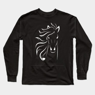 White design horse and heart Long Sleeve T-Shirt